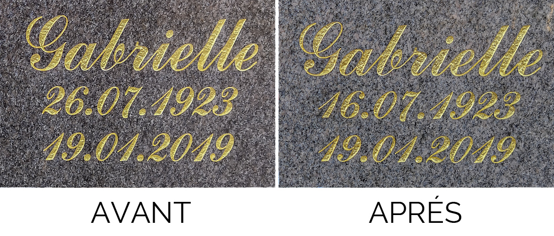 Correction de gravures funéraires